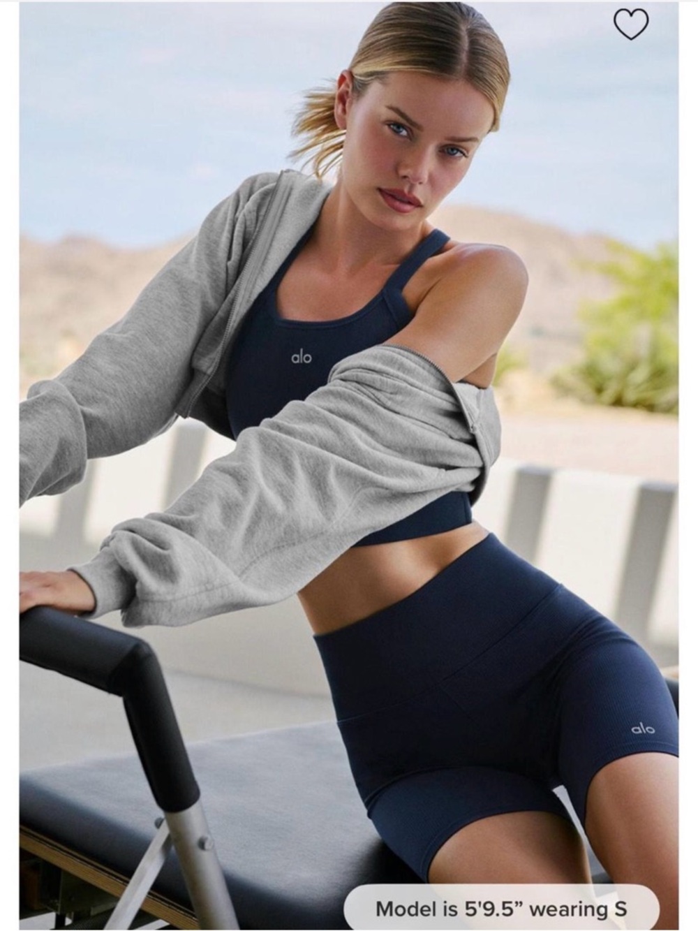 ALO Yoga Navy Sculpted Sports Bra and High-Waist Bike Shorts Set